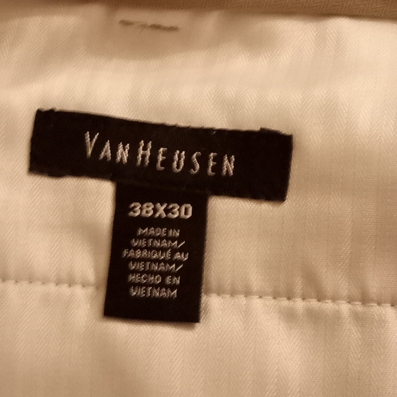 VanHeusen Slacks Pants Beige Khaki Straight Fit, Flat Front Size 38/30 - Picture 6 of 8